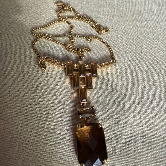 CAROLEE Vintage Gold Necklace with Brown Crystals & Heart Tag – 18” Total - Picture 11 of 17